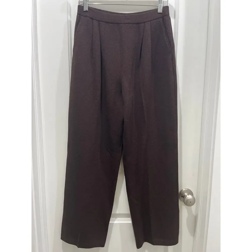 St. John Signature Santana Chocolate Brown Knit Wool Pants Sz 10